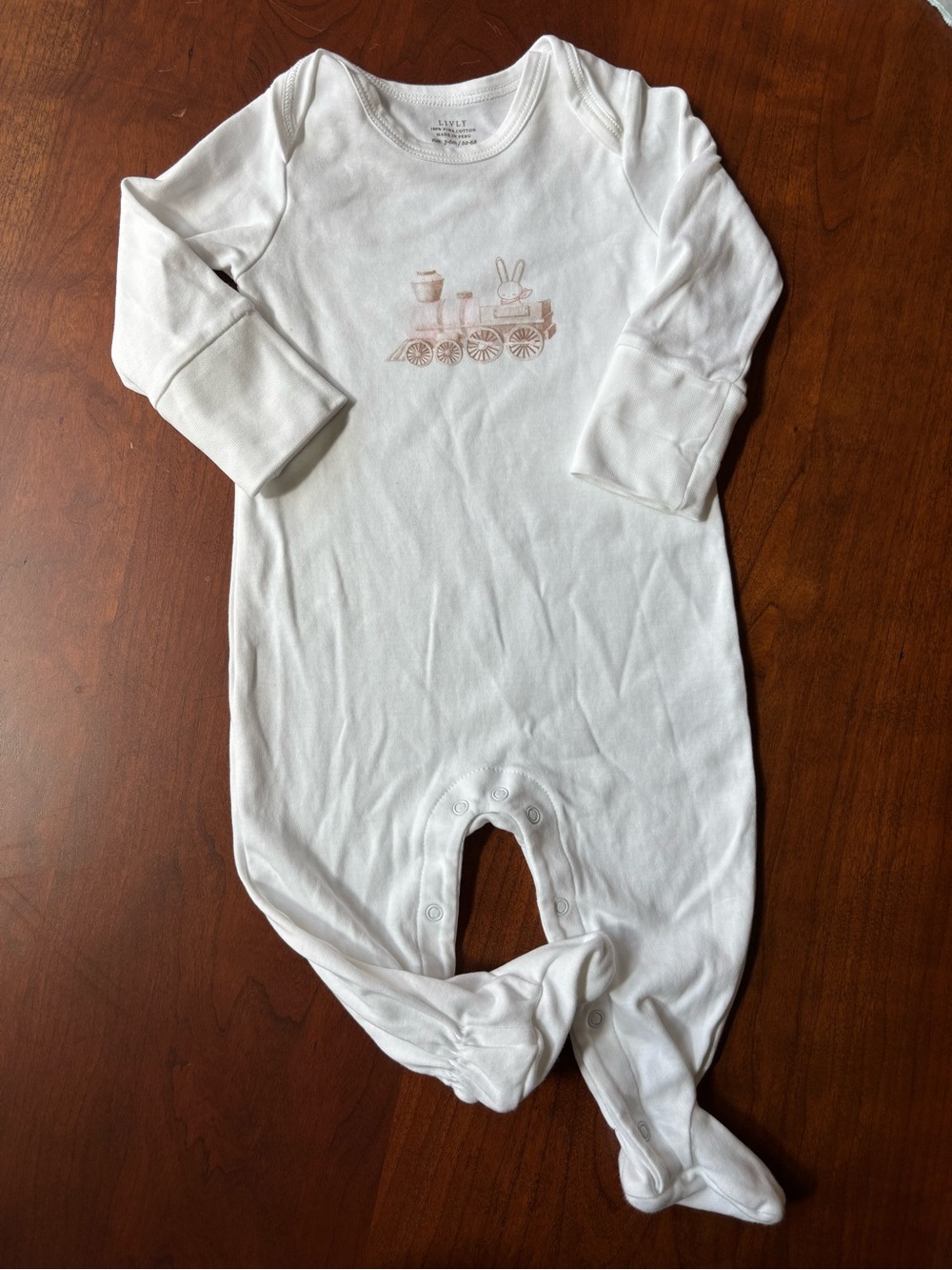 White Baby footie One-Piece